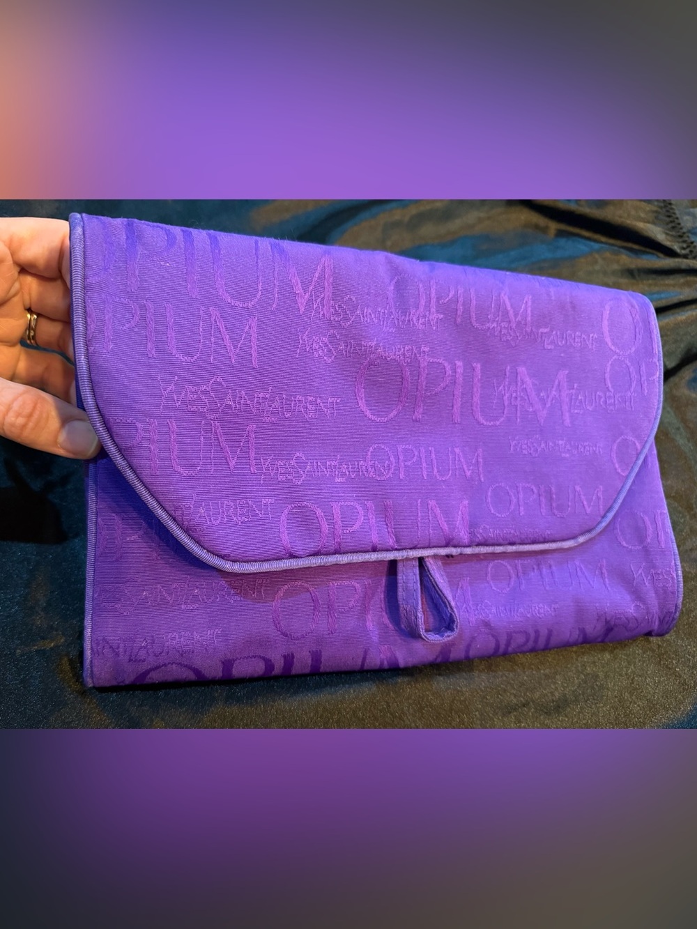 Yves Saint Laurent -Purple Logo Jacquard Clutch/Cosmetic tri fold travel bag